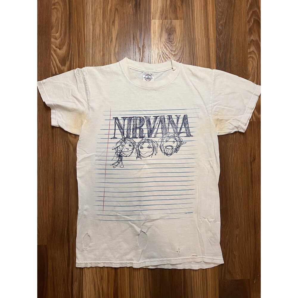 Nirvana Vintage 1997 Notebook Drawing T-Shirt Thrashed Distressed Skate Grunge